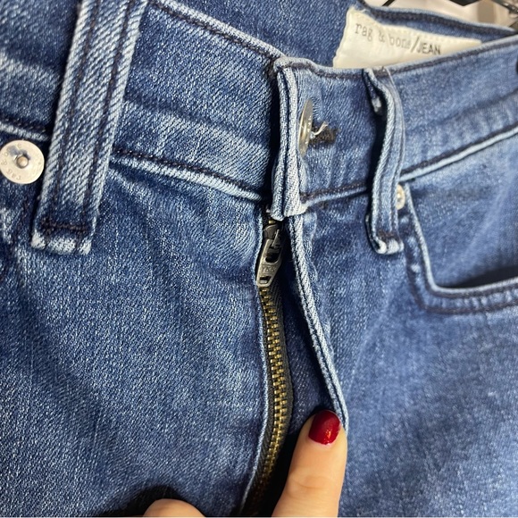 Rag & Bone | Mazie Side Stripe High Waisted Skinny Jeans Double Indigo Size 29 - Picture 6 of 13